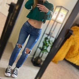 Low Rise Distressed Skinny Jeans